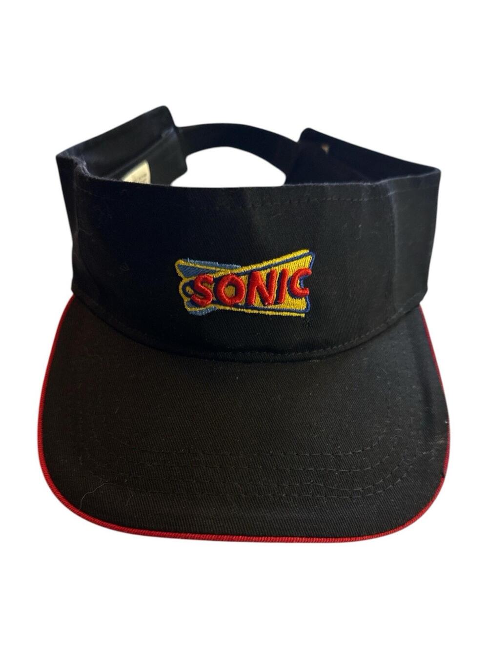 Sonic Drive In Employee Visor Black Adjustable Hat Uniform Work Strapback